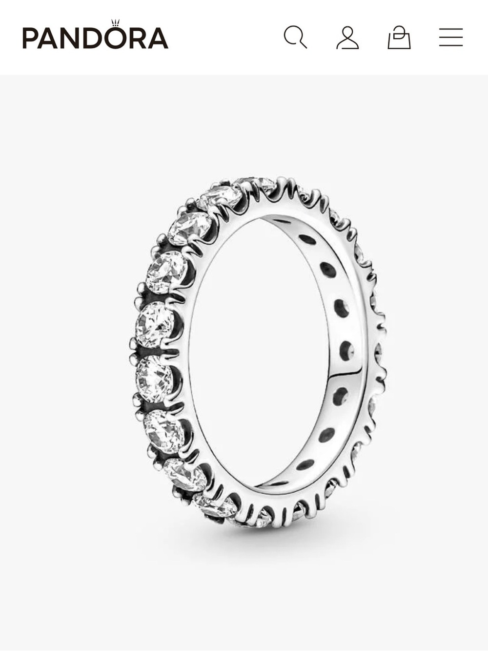 Pandora Silver Eternity Ring with Clear Stones